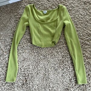 Garage Green Fitted Crop Blouse